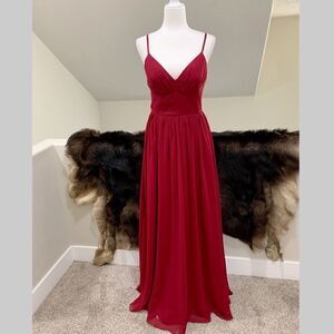 New Burgundy Maxi Dress With Front Slit